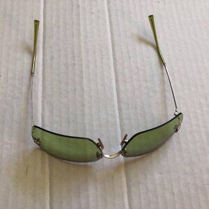 Chanel rimless green tint vintage sunglasses  black case, original box, tags